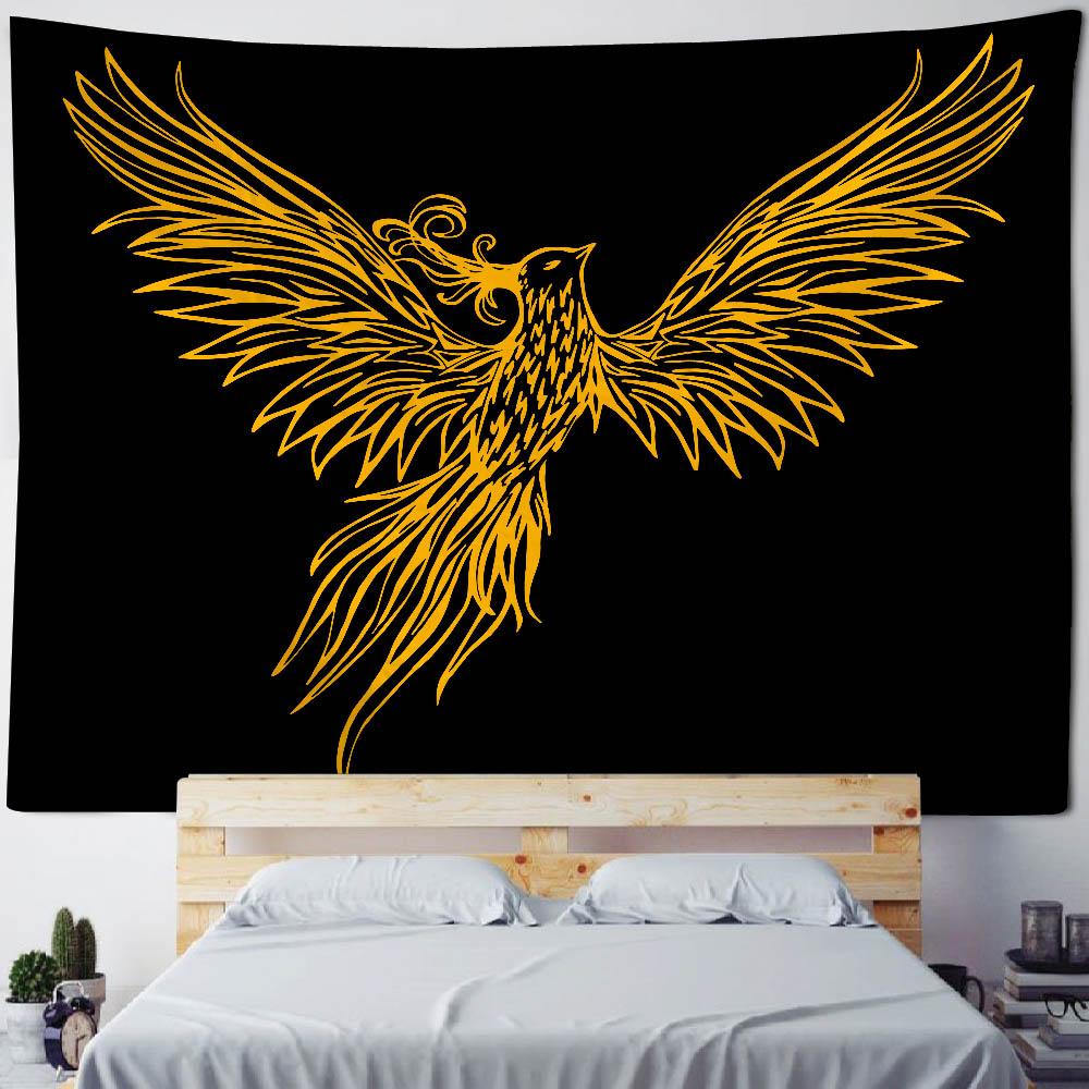 Fantasy Wall Tapestry | Phoenix on Black Background