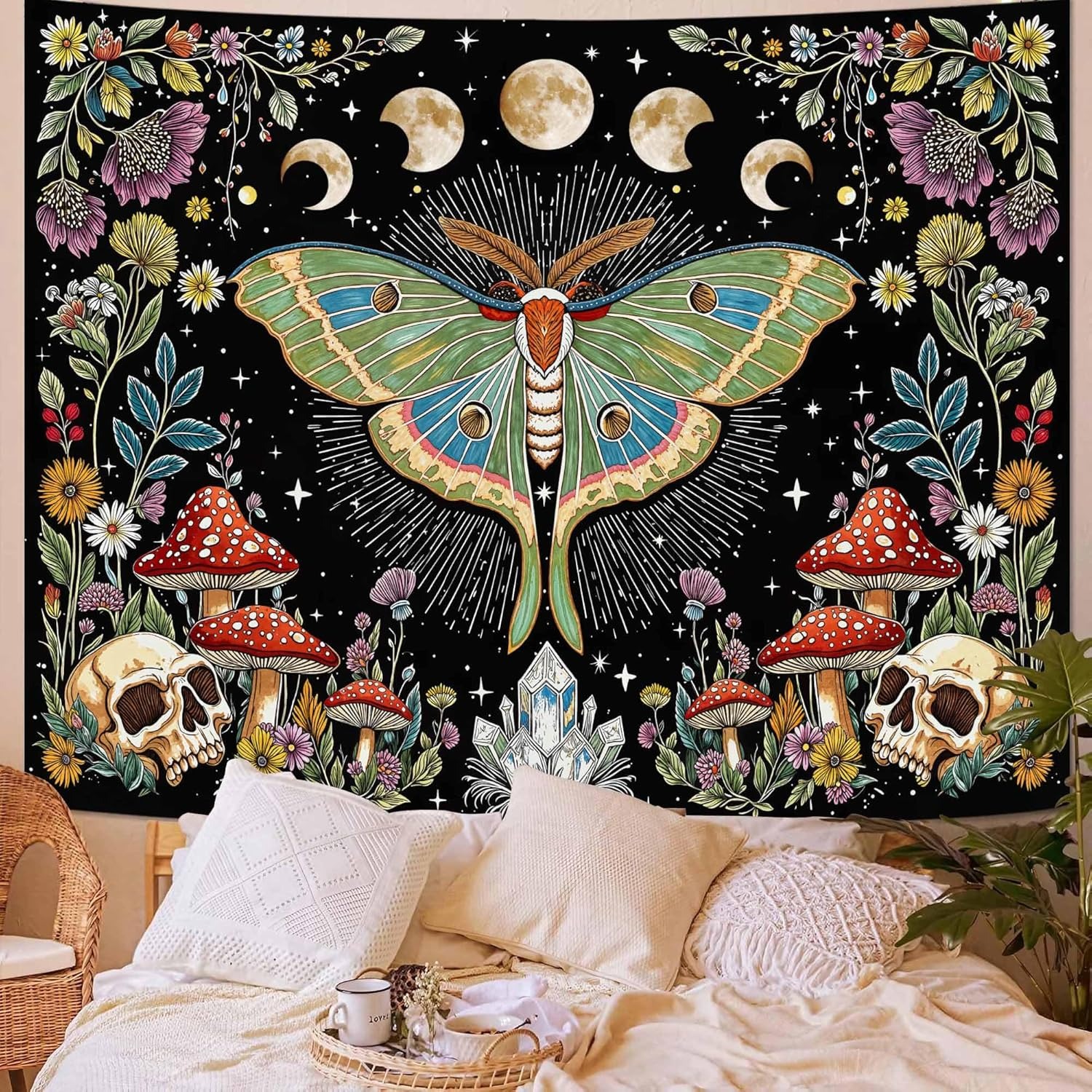 Bohemian Wall Tapestry | Butterfly Night Cycle