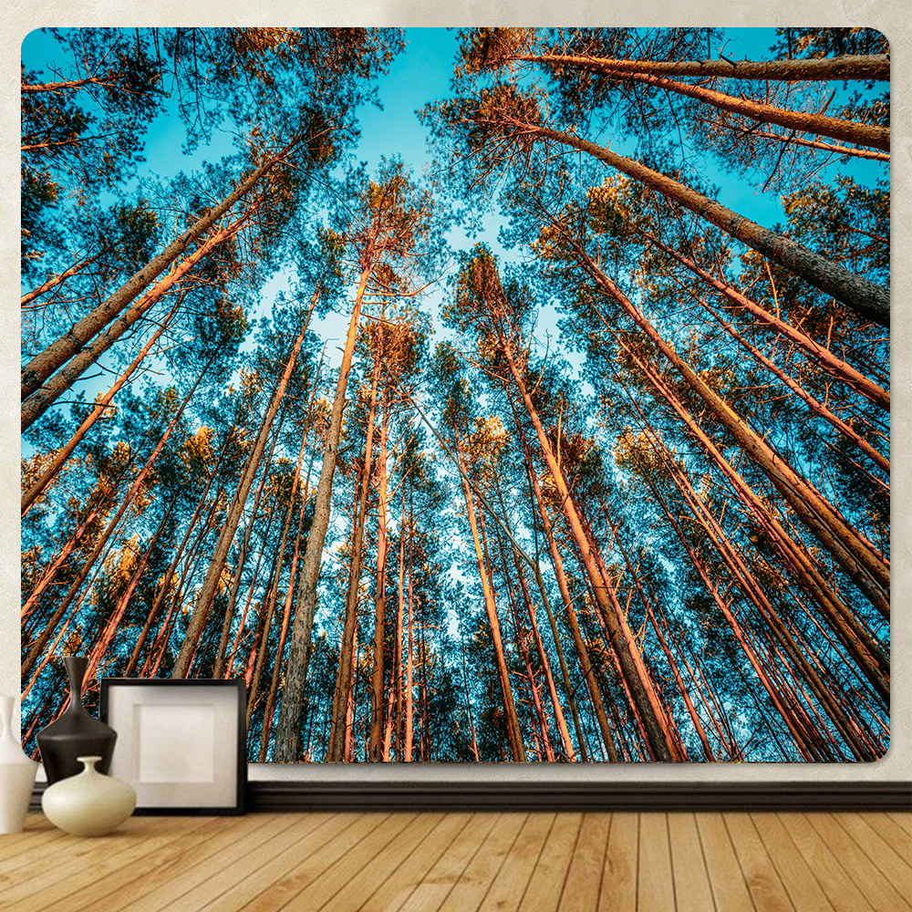 Nature Wall Tapestry | Pines Forest Low-Angle Shot