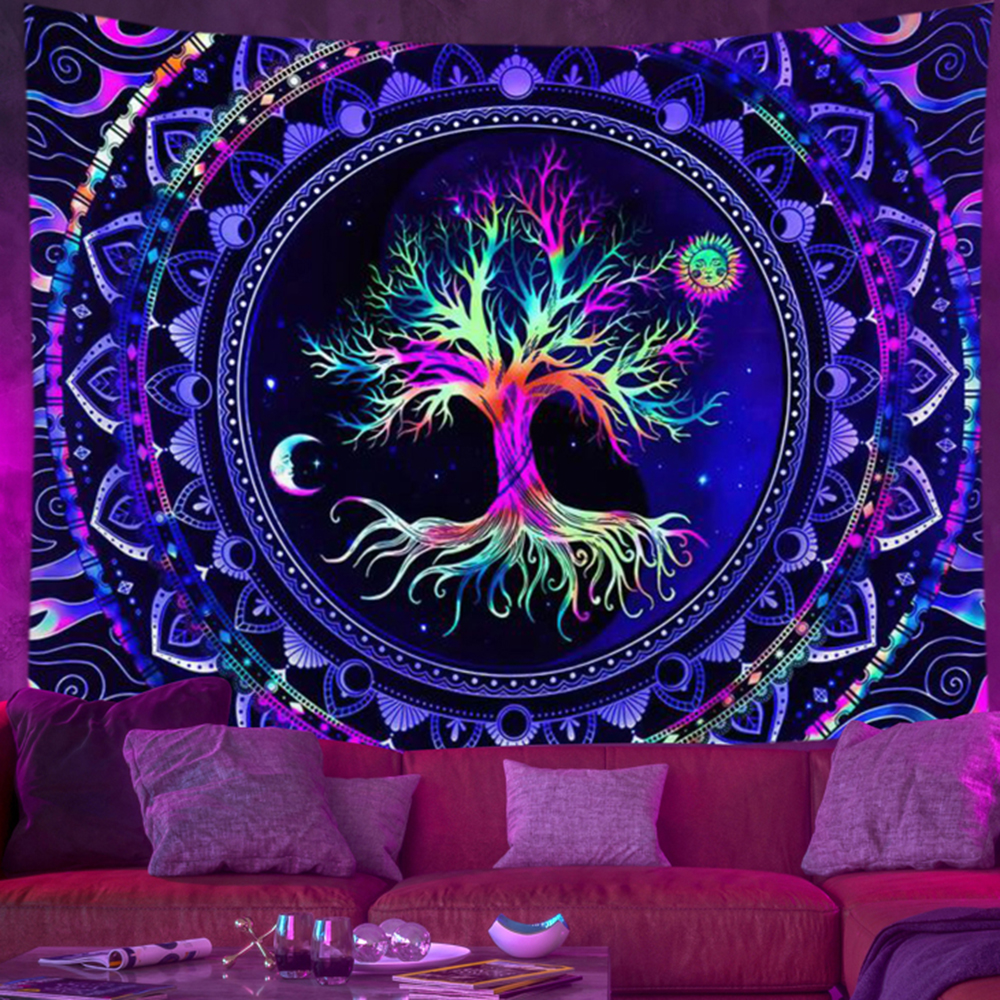 Psychedelic Wall Tapestry | Winter Tree of Life Mandala