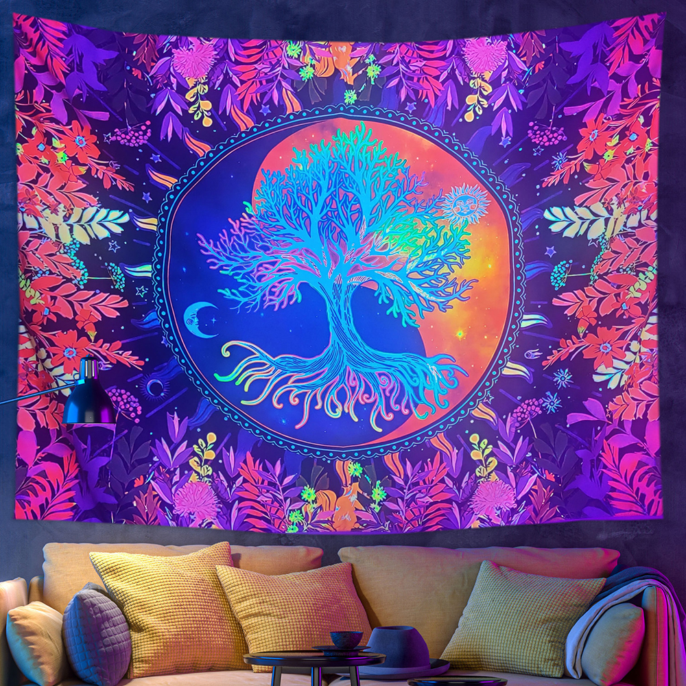 Psychedelic Wall Tapestry | Spring Celestial Tree of Life