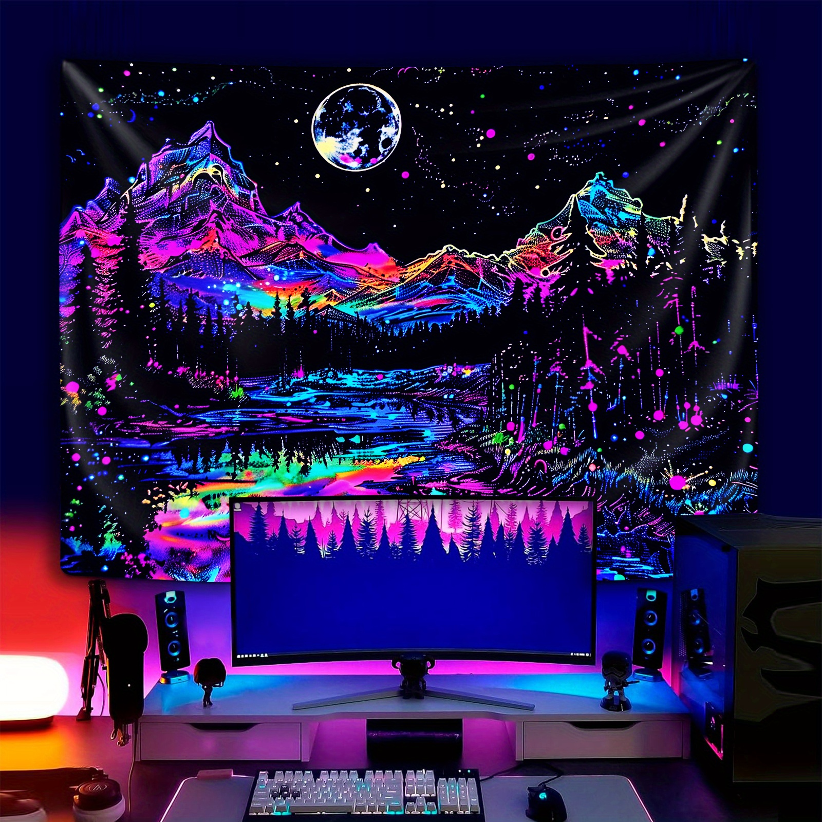 Psychedelic Wall Tapestry | Alaska Night Super UV