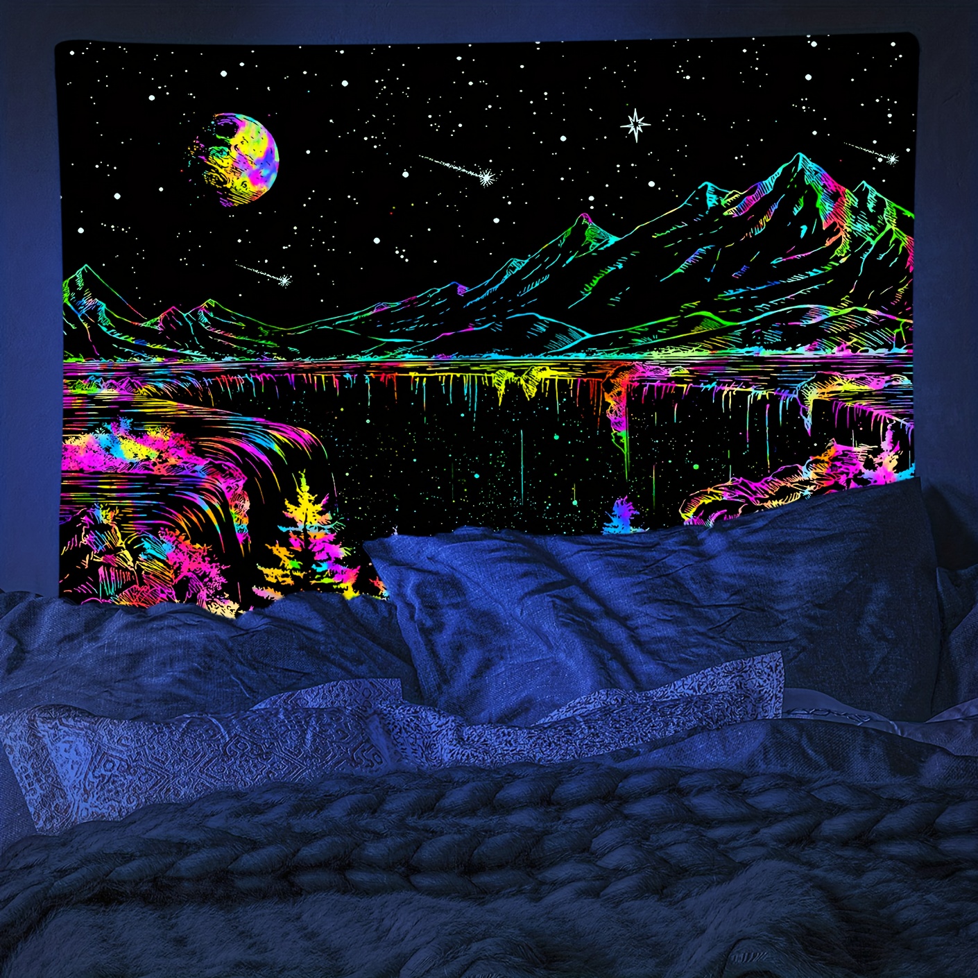 Psychedelic Wall Tapestry | Niagara Night Super UV