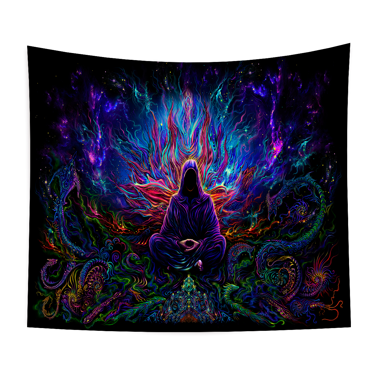 Psychedelic Wall Tapestry | Mysterious Asian Mage