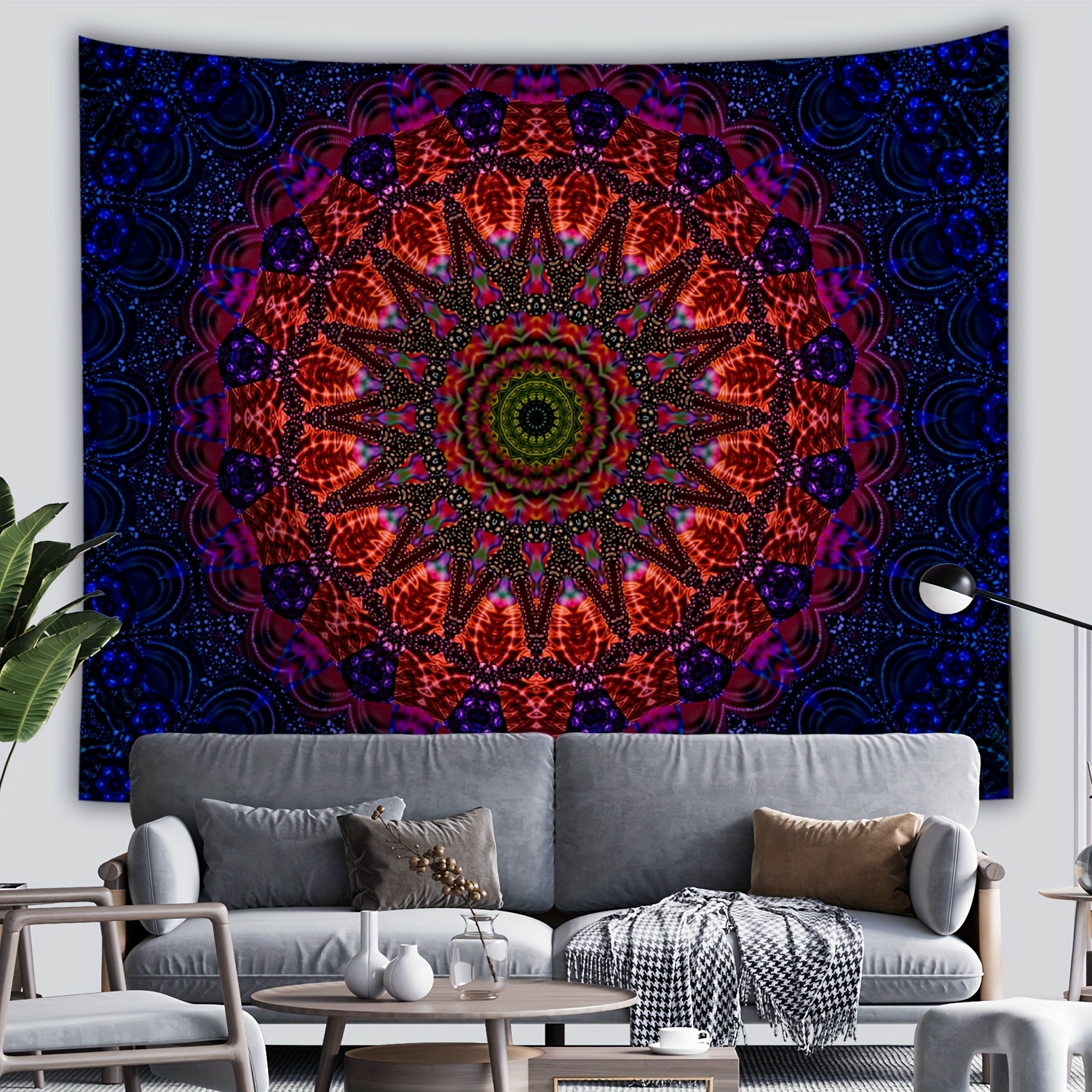 Psychedelic Wall Tapestry | Mandala Deep Purple and Red