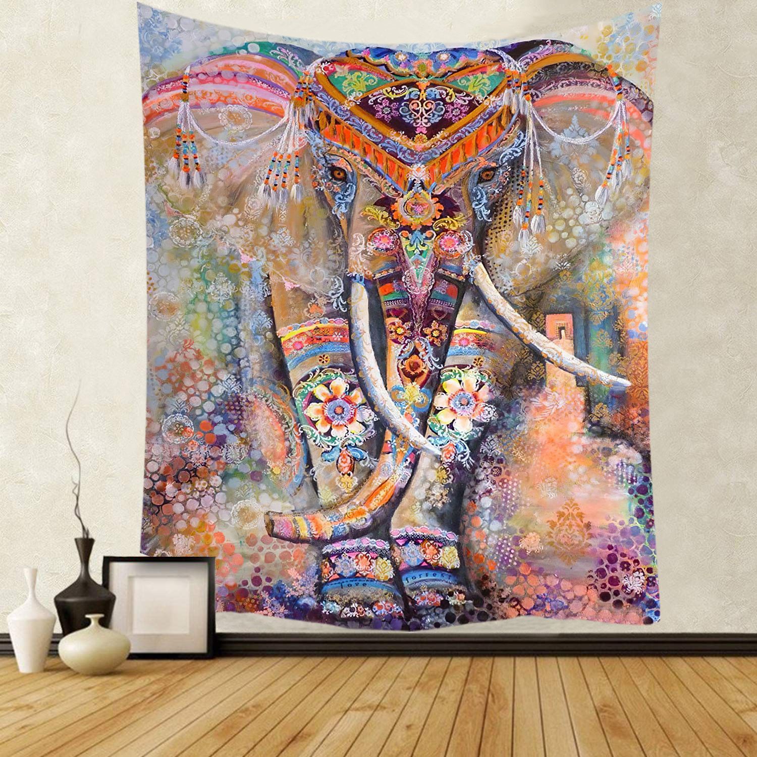 Animal Wall Tapestry | Multicolor Indian Elephant