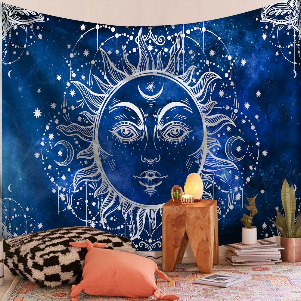 Mandala Wall Tapestry | Azure Blue Astral Sun