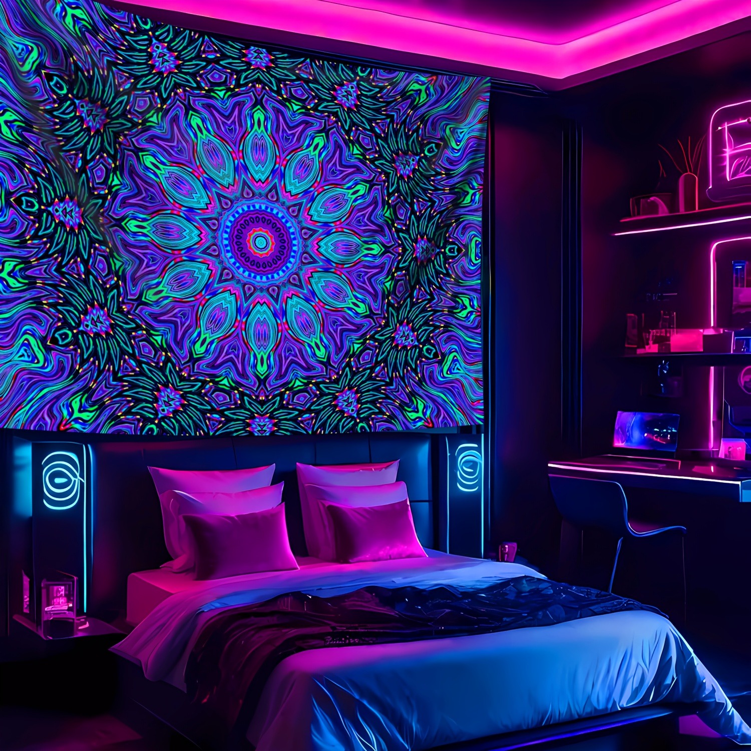 Psychedelic Wall Tapestry | Tropical Mandala