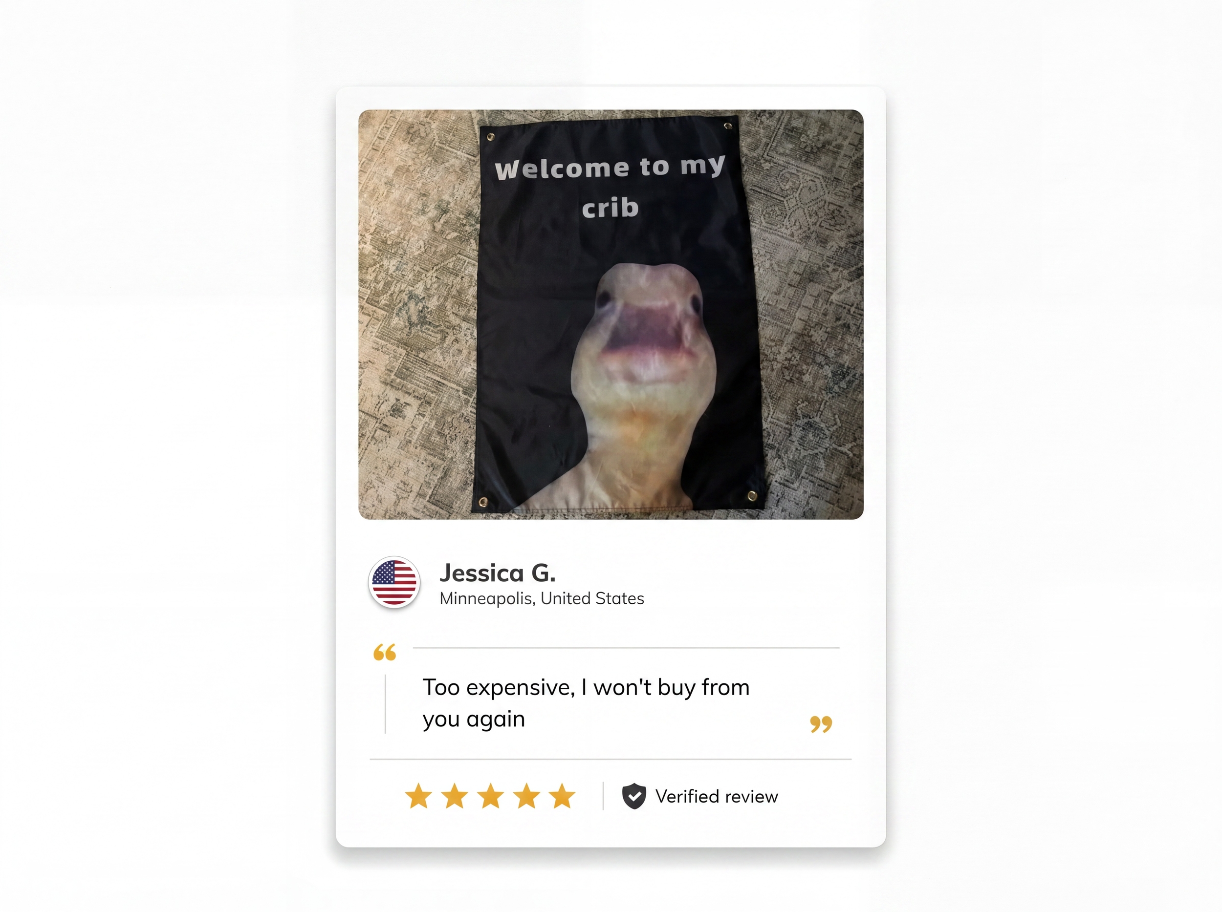 Customer review from the USA : Funny Wall Tapestry | Classic Welcome To My Crib