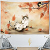 Tapisserie-murale-motif-de-chat-dessin-anim-mignon-motifs-de-feuilles-d-rable-d-coration-Hippie