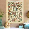 Bohemian Wall Tapestry | Vintage Illustrations of Flowers