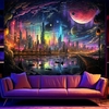 Psychedelic Wall Tapestry | Futuristic European city