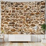 Wall Tapestry Imitation | Brown stone wall