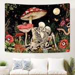 Bohemian Wall Tapestry | Skeletons in Love Under Full Moon