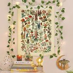 Bohemian Wall Tapestry | Vintage Illustrations of Flowers