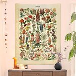 Bohemian Wall Tapestry | Vintage Illustrations of Flowers