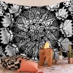 Mandala Wall Tapestry | Black and White Damask Nigella