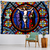 Religious Wall Tapestry | Stained-Glass Window Crucified Jesus Paris Cathedral