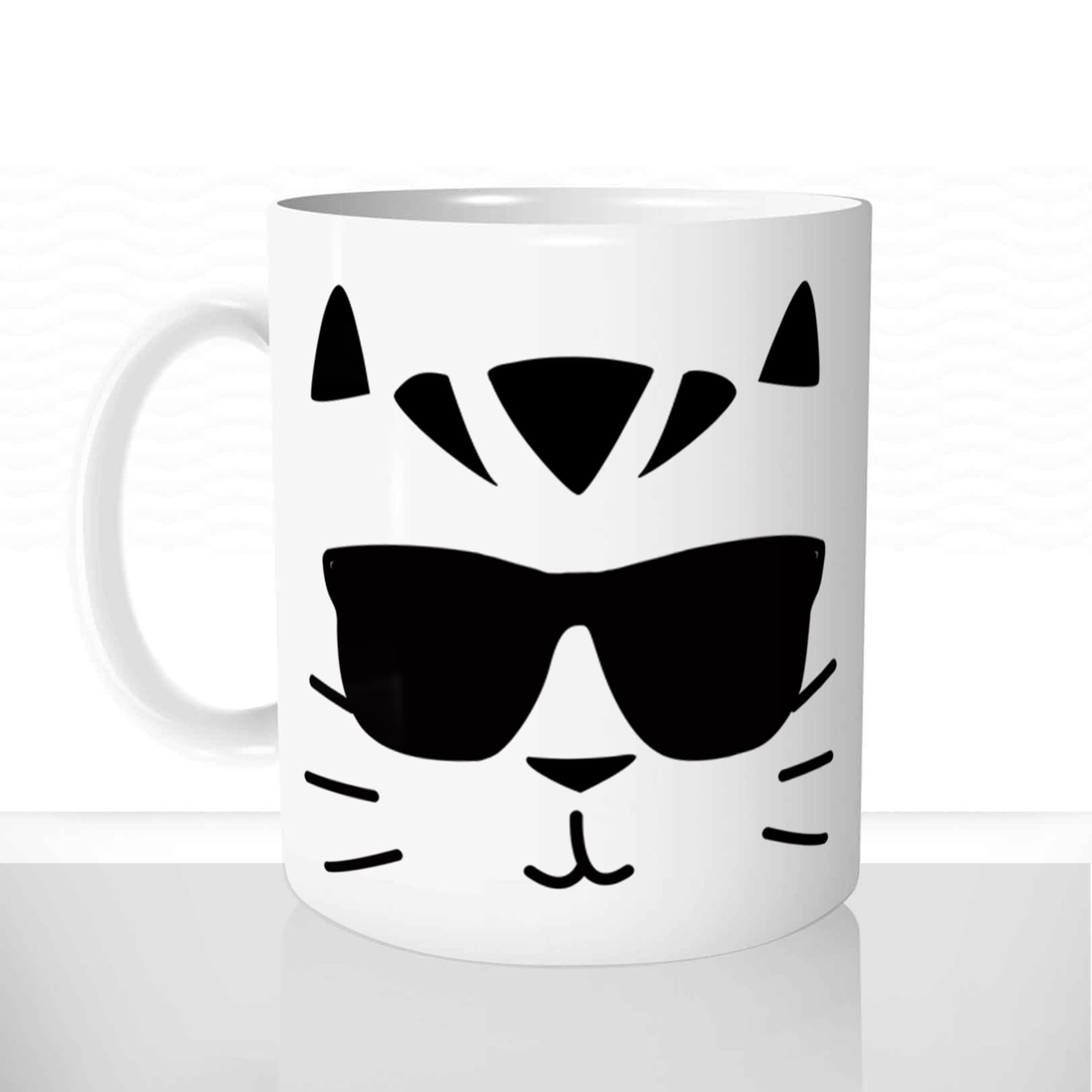 mug classique en céramique 11oz personnalisé personnalisable photo animal chat trop cool a lunettes soleil chaton offrir cadeau chou