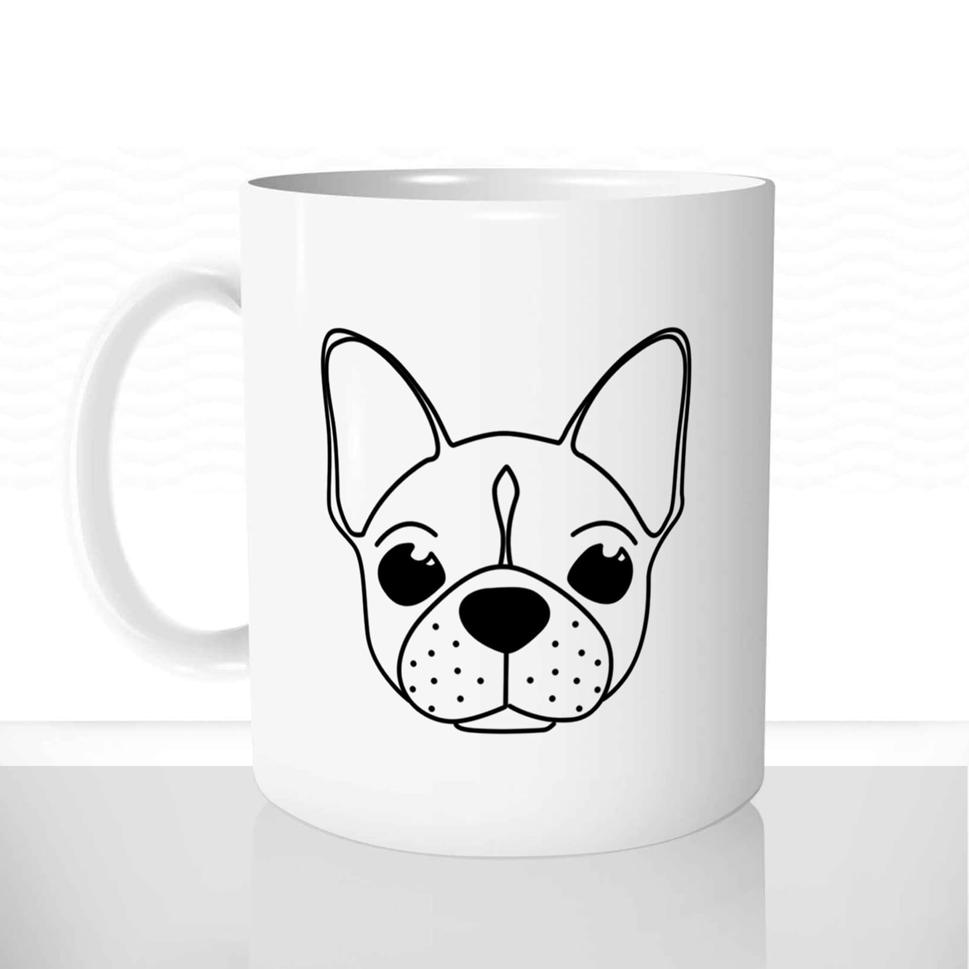 mug classique en céramique 11oz personnalisé personnalisable photo animal chien chiot tete bulldog francais race nain offrir cadeau chou