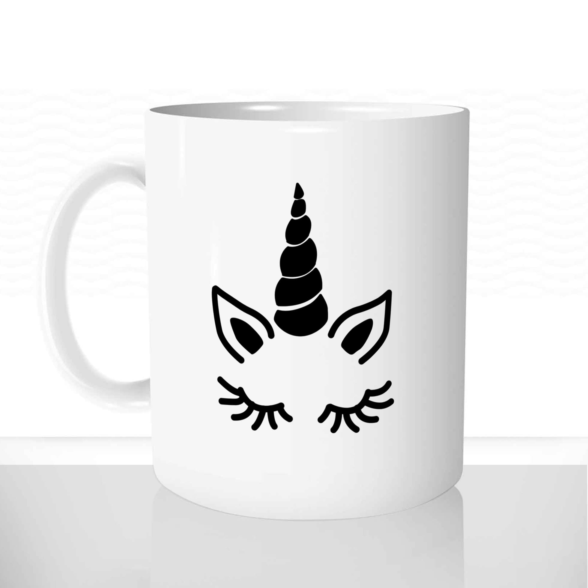 mug classique en céramique 11oz personnalisé personnalisable photo dessin mignon animal licorne mignonne cils fille noire offrir cadeau stylé
