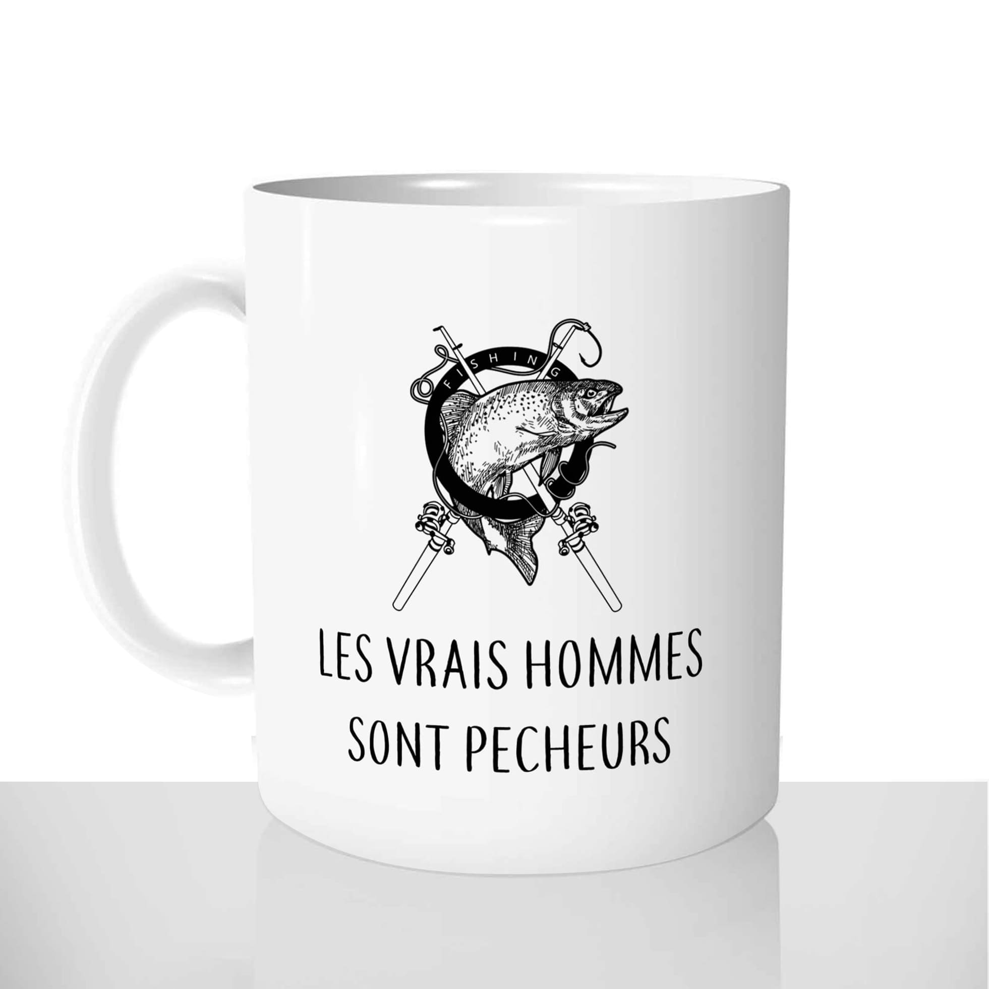 mug classique en céramique 11oz personnalisé personnalisable photo citation les vrais hommes sont pêcheurs pêche canne passion fun offrir cadeau