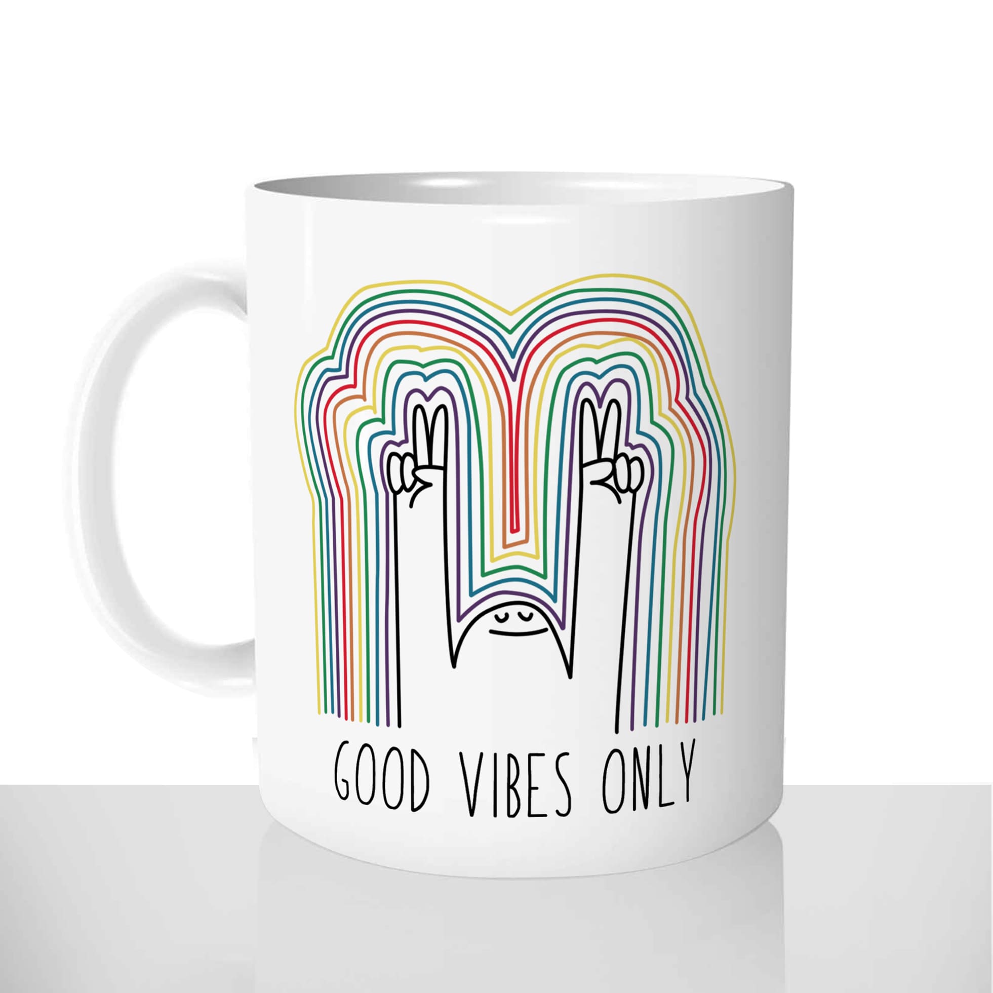 mug classique en céramique 11oz personnalisé personnalisable photo good vibes only cool zen positive dessin offrir cadeau chou