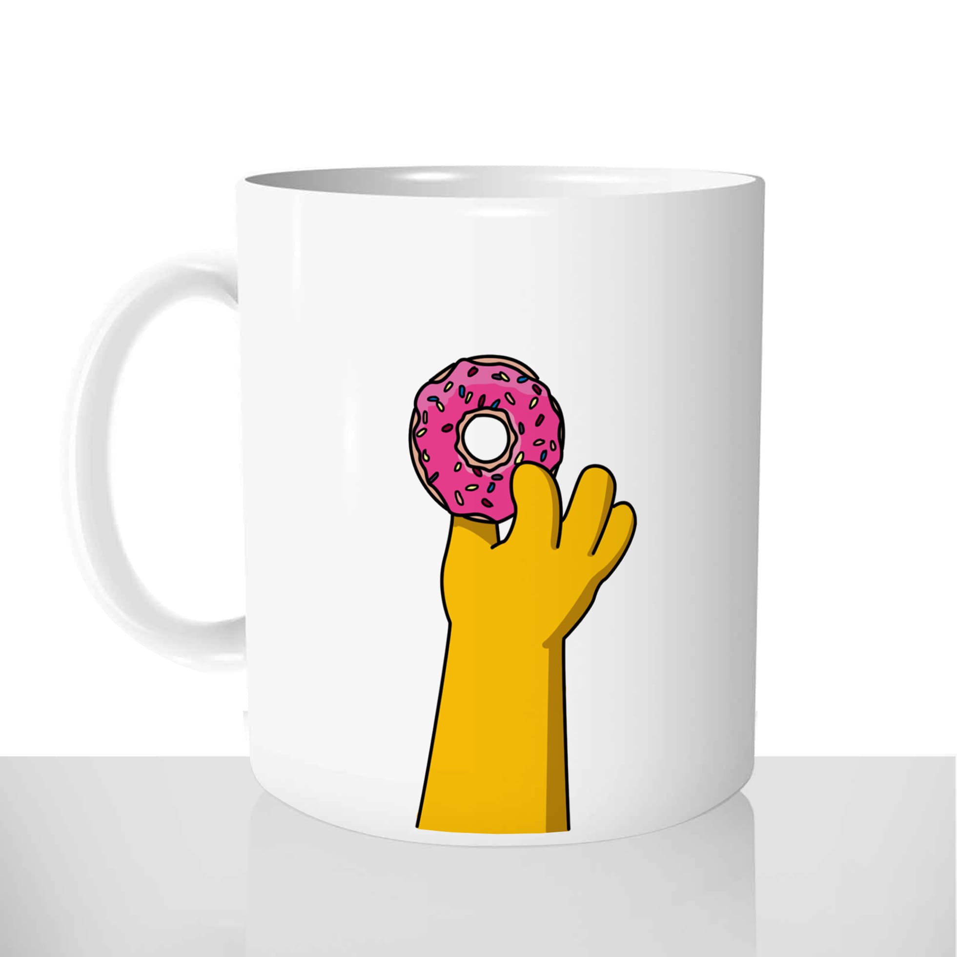 mug classique en céramique 11oz personnalisé personnalisation photo série simpsons homer donut main gourmand beignet offrir cadeau