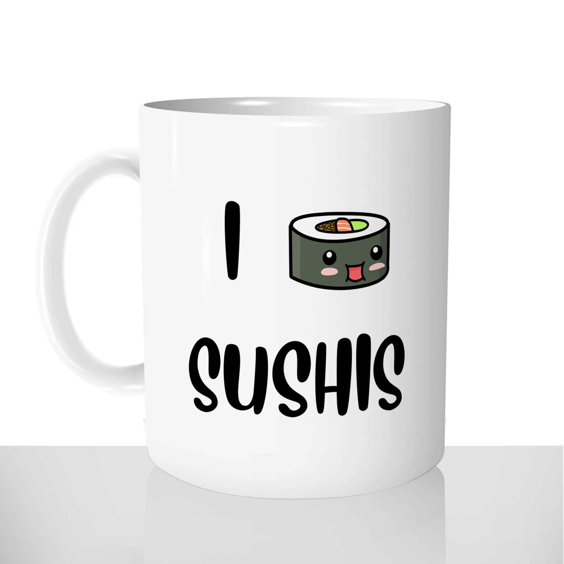 mug classique en céramique 11oz personnalisé personnalisation photo gourmand i love sushi makis japonais chou offrir cadeau