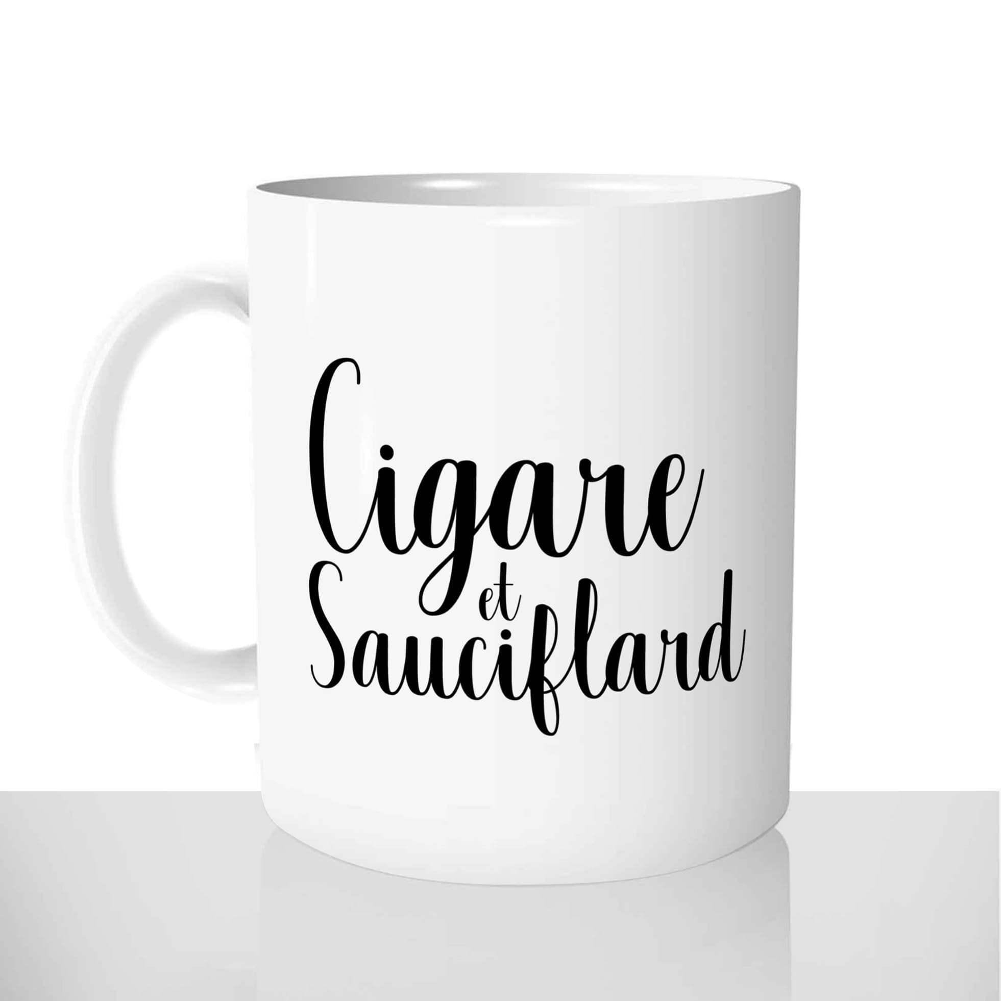 mug classique en céramique 11oz personnalisé personnalisation photo gourmand cigare et sauciflard saucisson tabac chou offrir cadeau