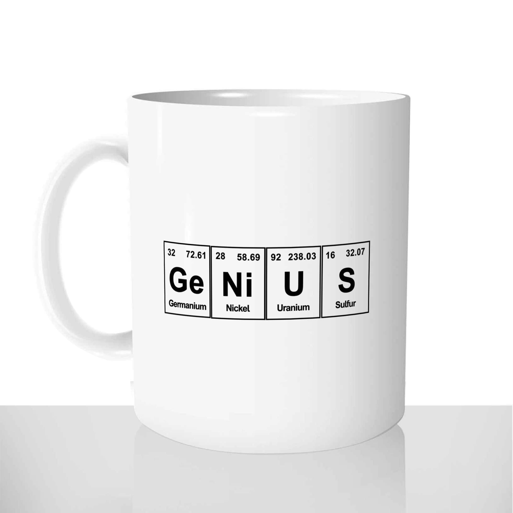 mug classique en céramique 11oz personnalisé personnalisation photo geek genie genius element scientifique personnalisable offrir cadeau