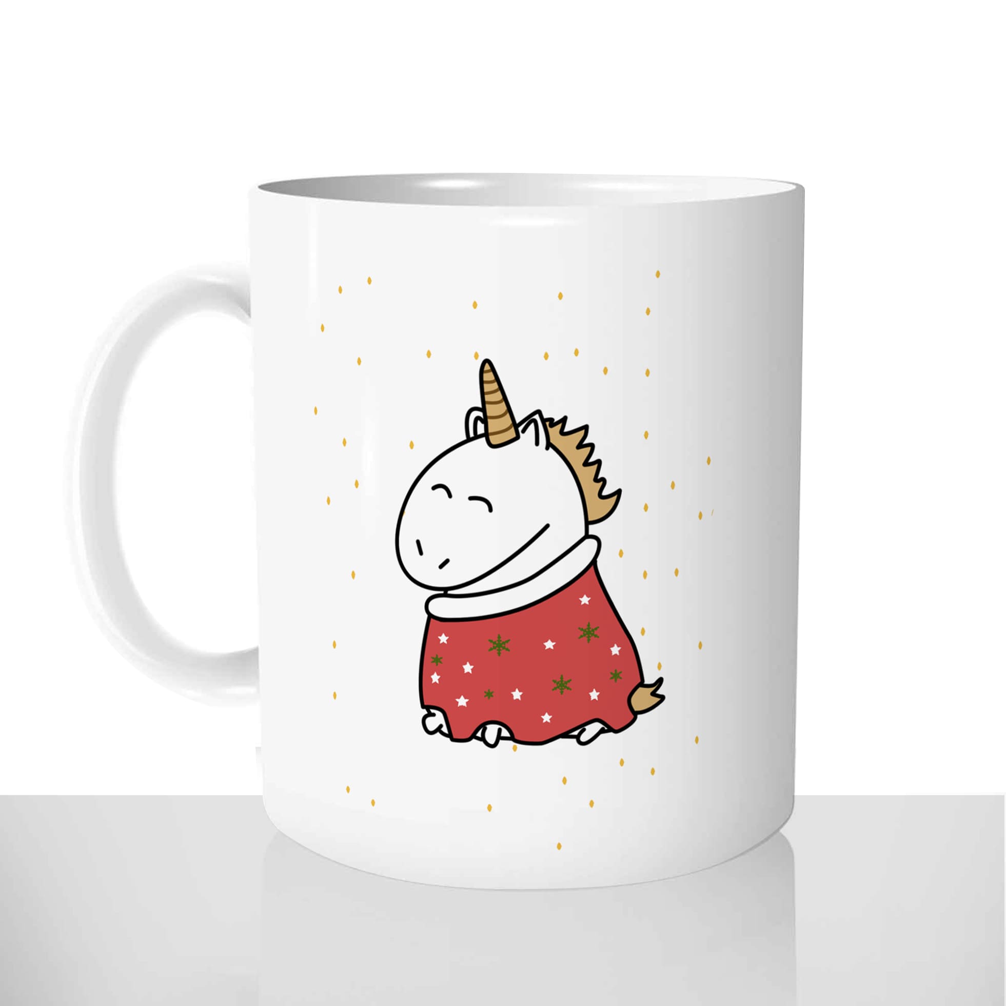 mug classique en céramique 11oz personnalisé personnalisation photo licorne hiver neige cadeau de noël chou personnalisable