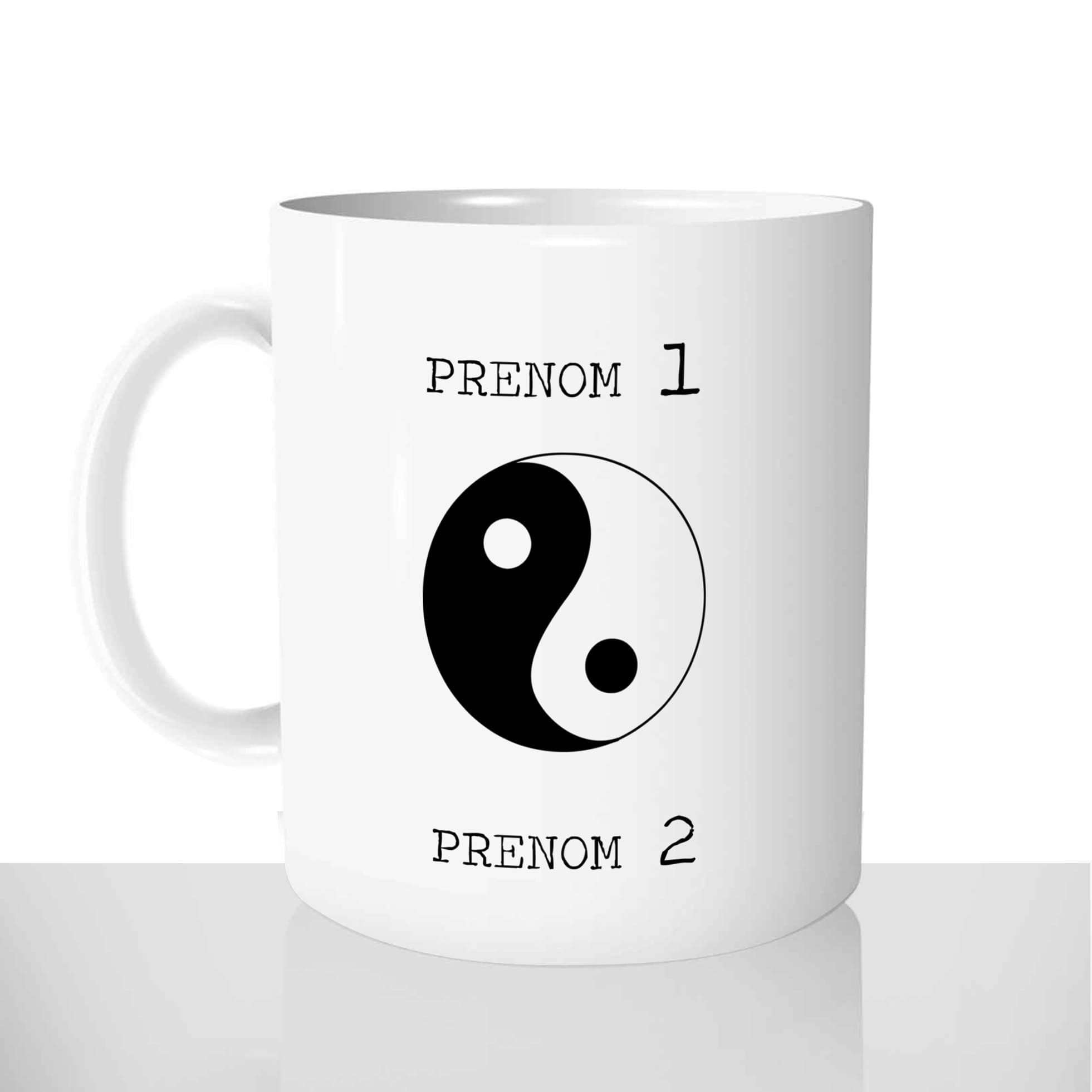 mug classique en céramique 11oz personnalisé personnalisation photo yin yang prenoms couple amour cadeau personnalisable