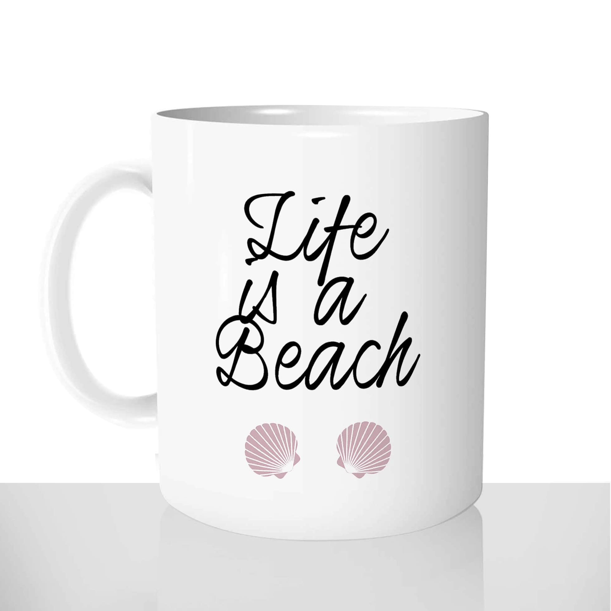 mug classique en céramique 11oz personnalisé personnalisation photo life is a beach plage bitch petasse vacances copine prenom personnalisable