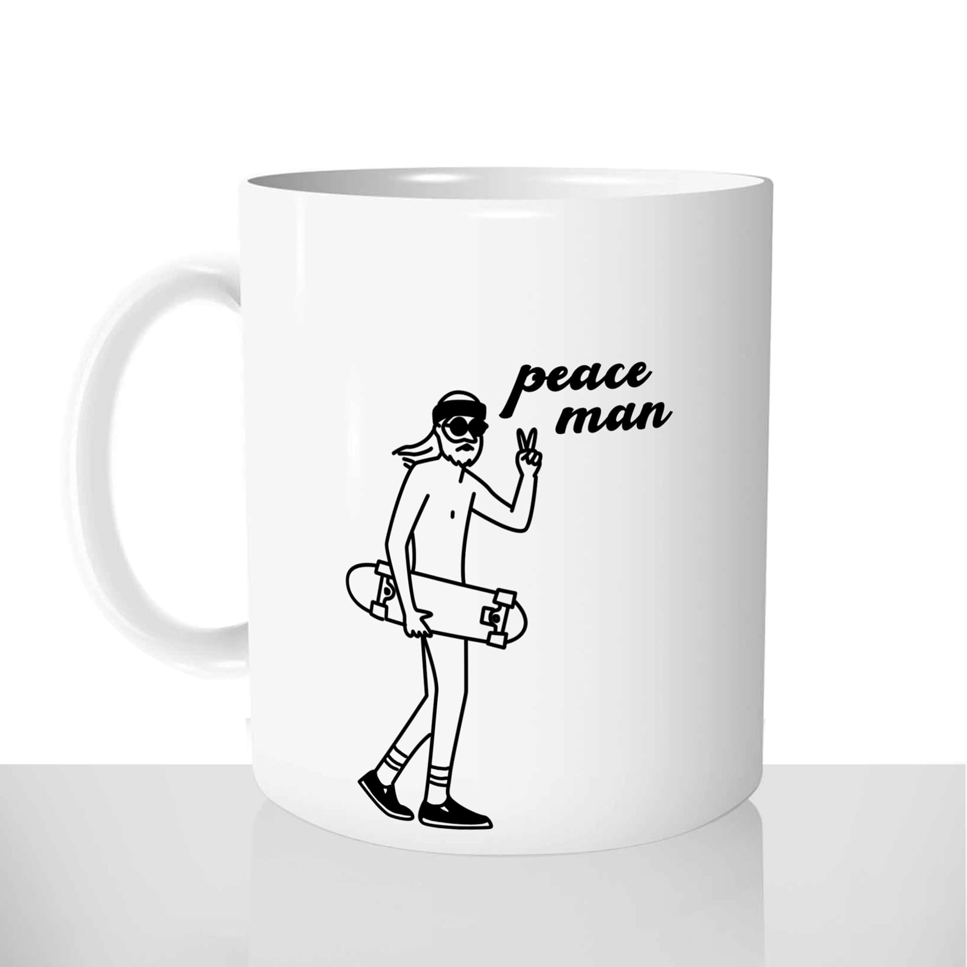 mug classique en céramique 11oz personnalisé personnalisation photo skateur peace man cool prenom sport personnalisable cadeau