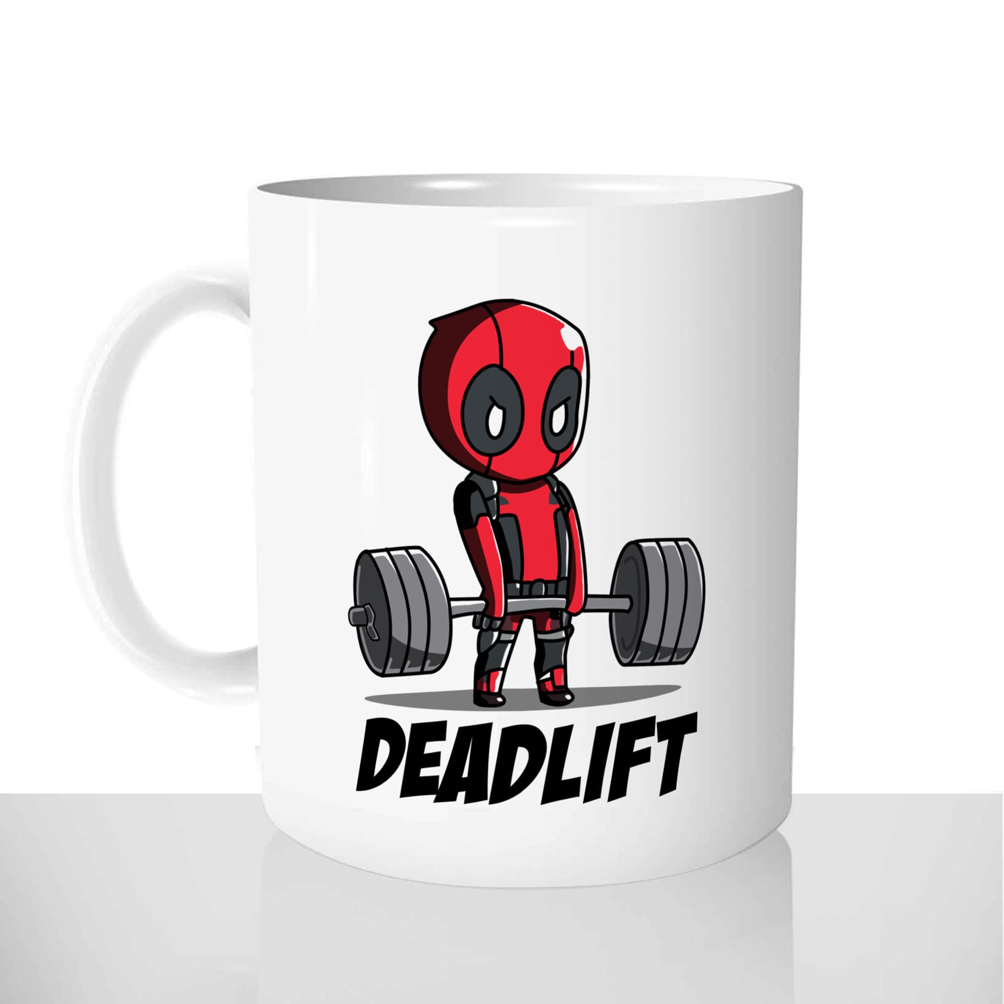 mug classique en céramique 11oz personnalisé personnalisation photo sport deadlift deadpool héros musculation prenom personnalisable cadeau