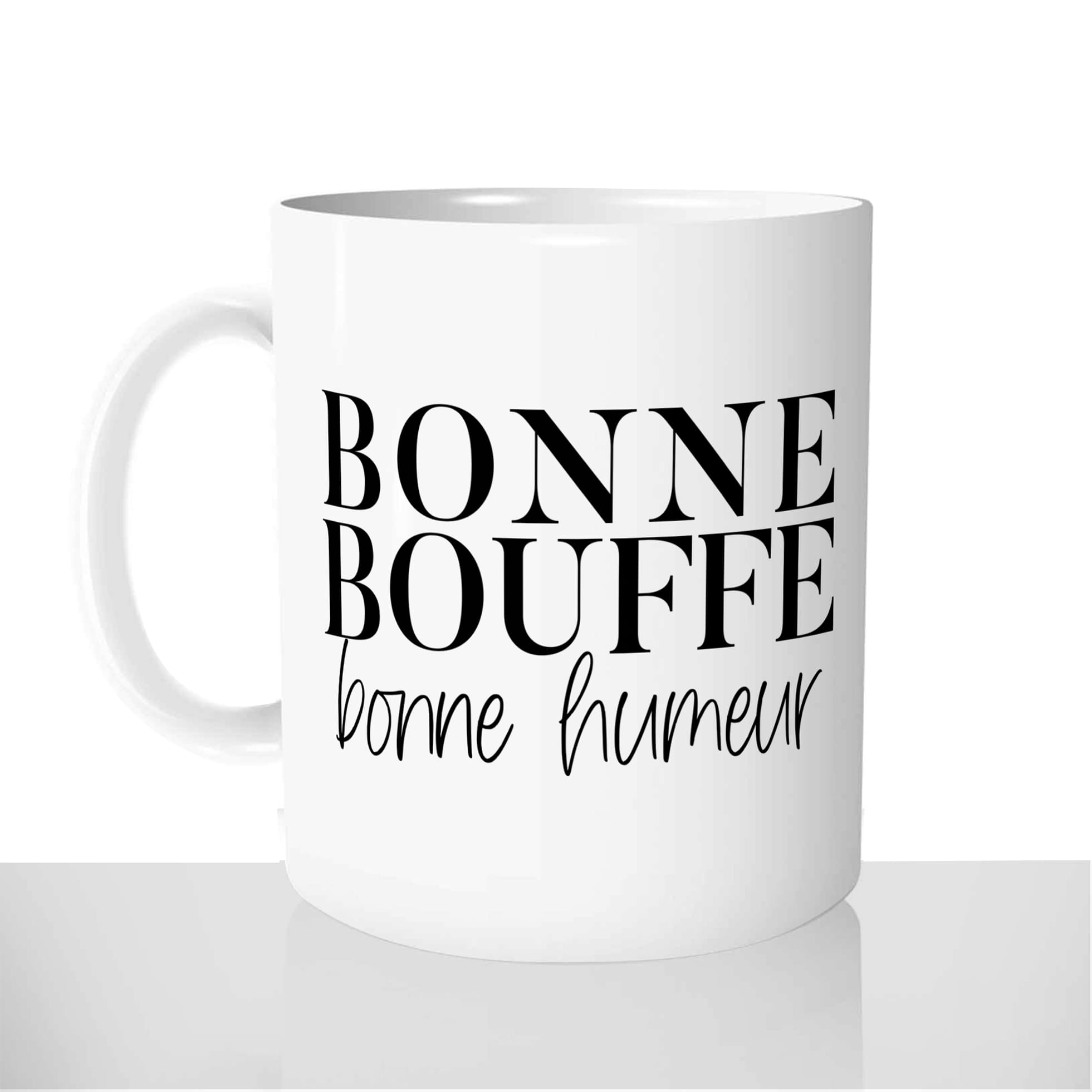 mug-blanc-brillant-personnalisé-bonne-bouffe-bonne-humeur-gourmande-cuisiniere-cuisine-idée-cadeau-original