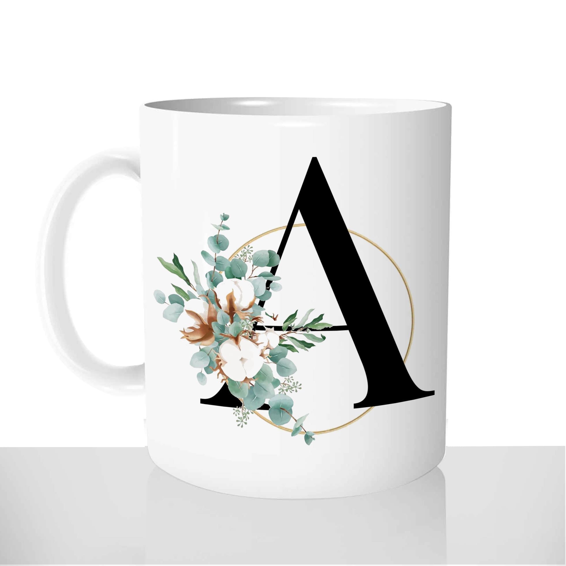 mug-blanc-céramique-personnalisable-tasse-11oz-lettre-a-initiale-prenom-fleur-de-coton-boho-personnalisé-fun-idée-cadeau-original