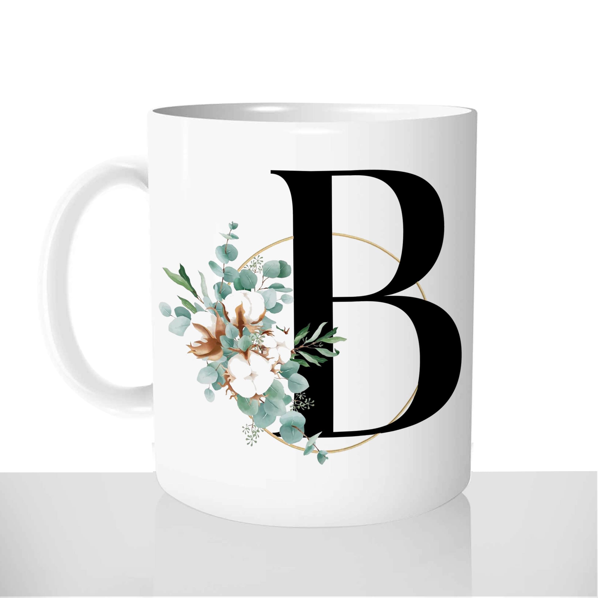 mug-blanc-céramique-personnalisable-tasse-11oz-lettre-b-initiale-prenom-fleur-de-coton-boho-personnalisé-fun-idée-cadeau-original
