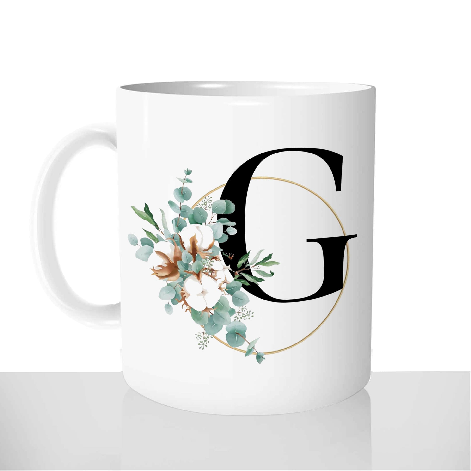 mug-blanc-céramique-personnalisable-tasse-11oz-lettre-g-initiale-prenom-fleur-de-coton-boho-personnalisé-fun-idée-cadeau-original