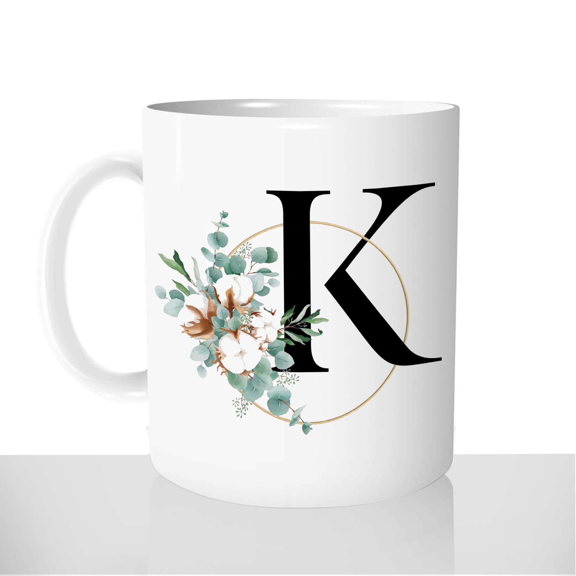 mug-blanc-céramique-personnalisable-tasse-11oz-lettre-k-initiale-prenom-fleur-de-coton-boho-personnalisé-fun-idée-cadeau-original