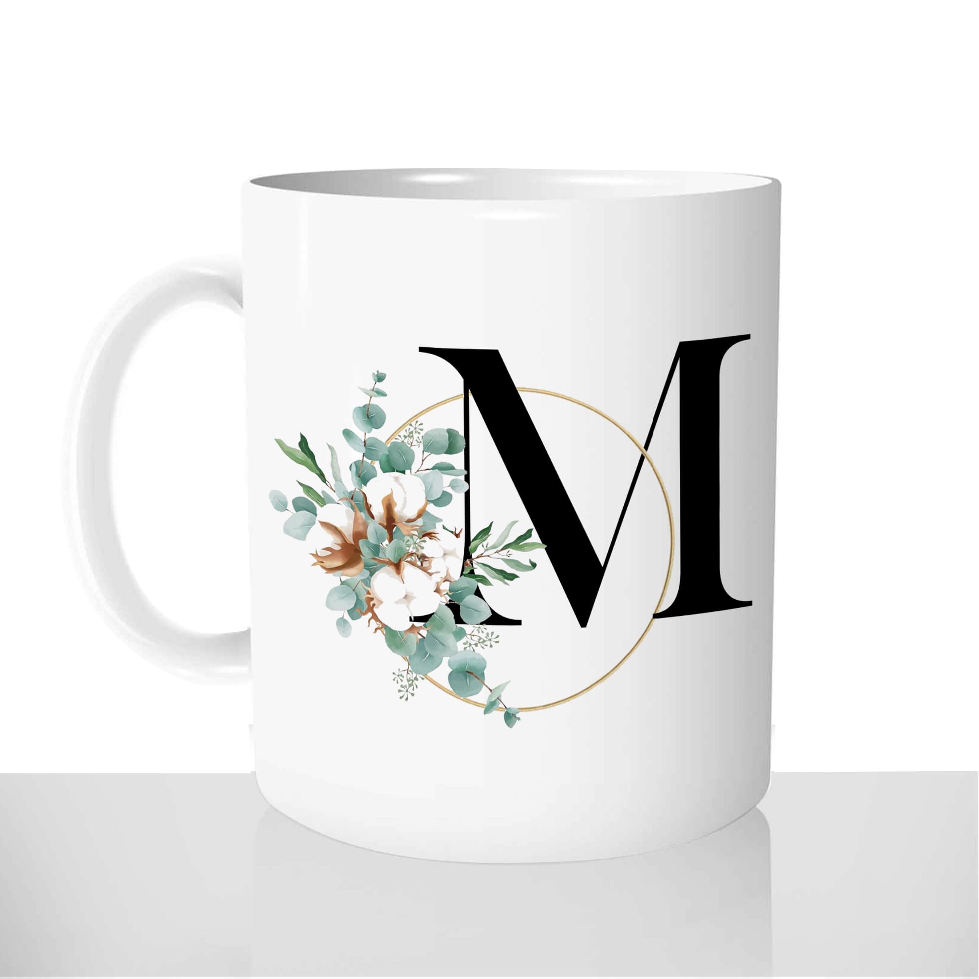 mug-blanc-céramique-personnalisable-tasse-11oz-lettre-m-initiale-prenom-fleur-de-coton-boho-personnalisé-fun-idée-cadeau-original