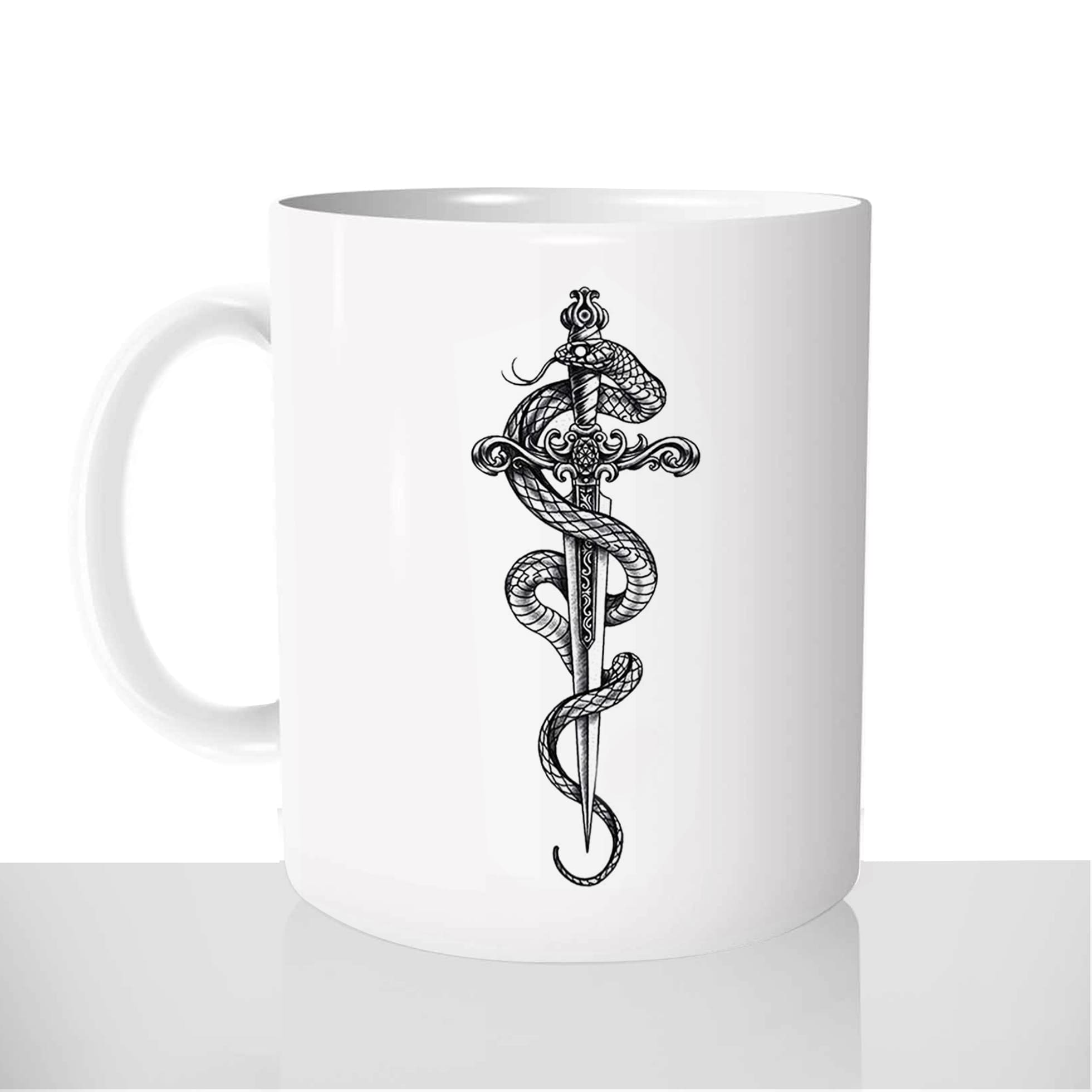 mug - blanc-brillant-personnalisé-pas-cher-serpent-épée-gothique-tattoo-tatouage-personnalisé-fun-idée-cadeau-original