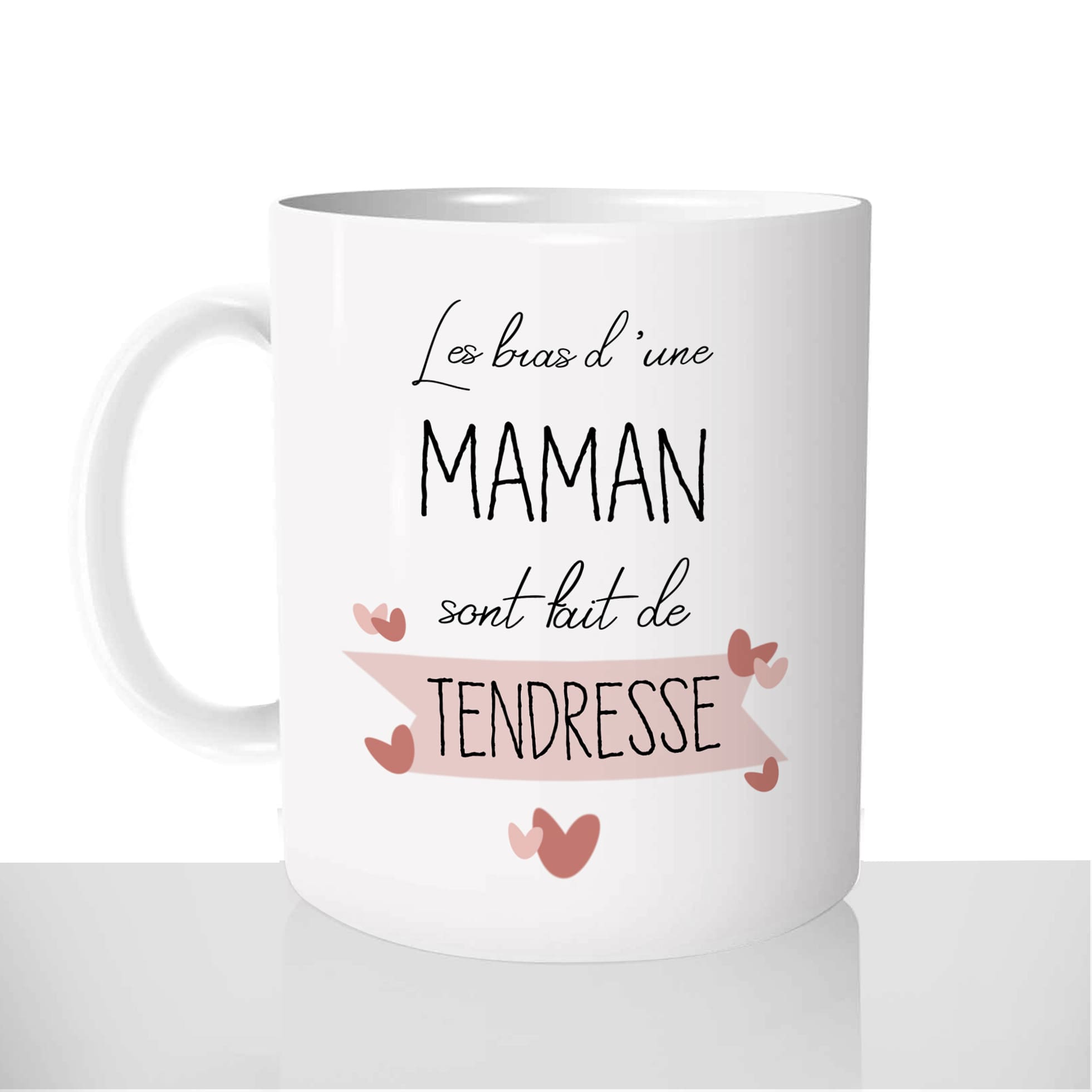 mug-blanc-céramique-11oz-france-mugs-surprise-pas-cher-fête-des-mères-les-bras-dune-maman-citation-mignonne-amour-coeur-mamoune