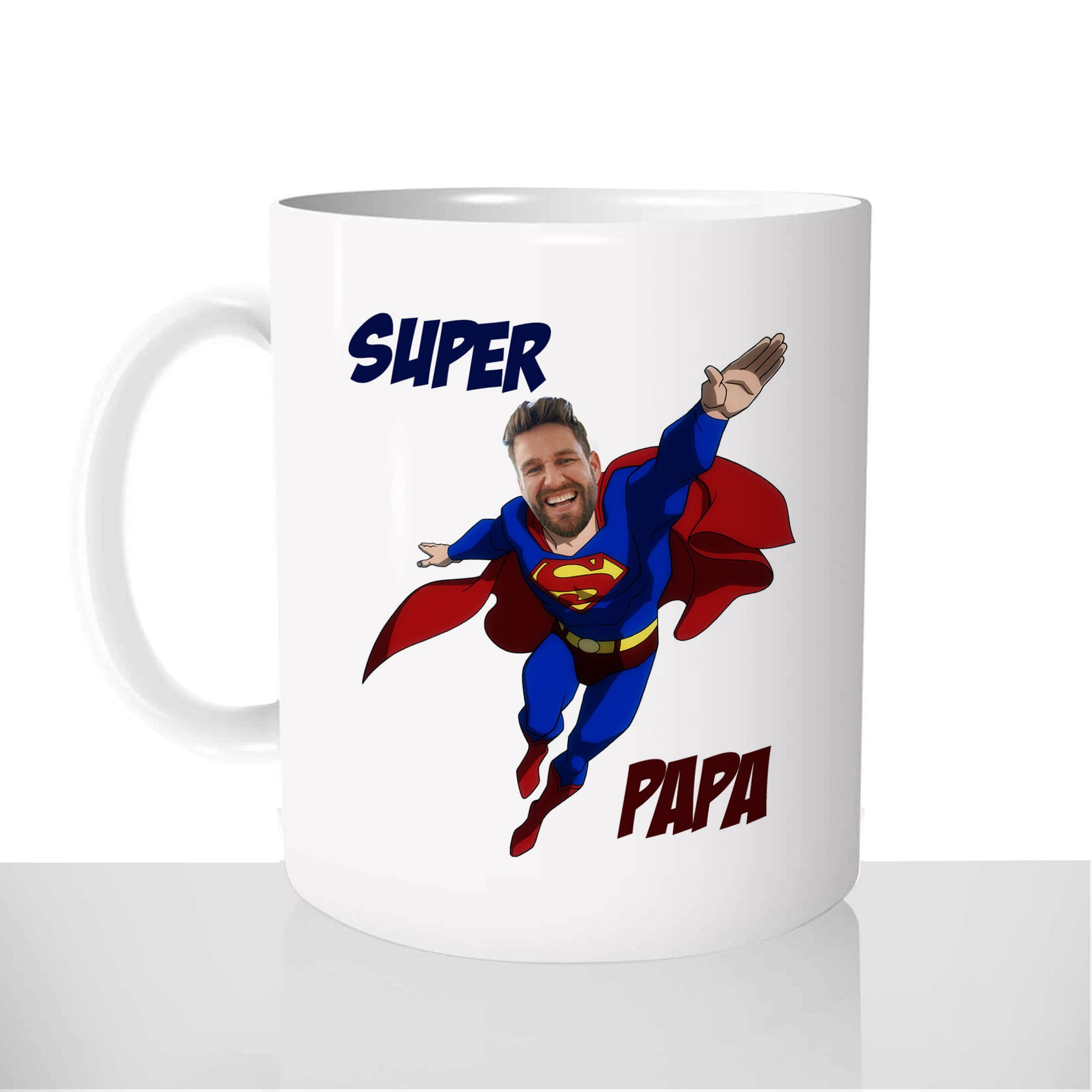 Mug Super-héros au visage personnalisé