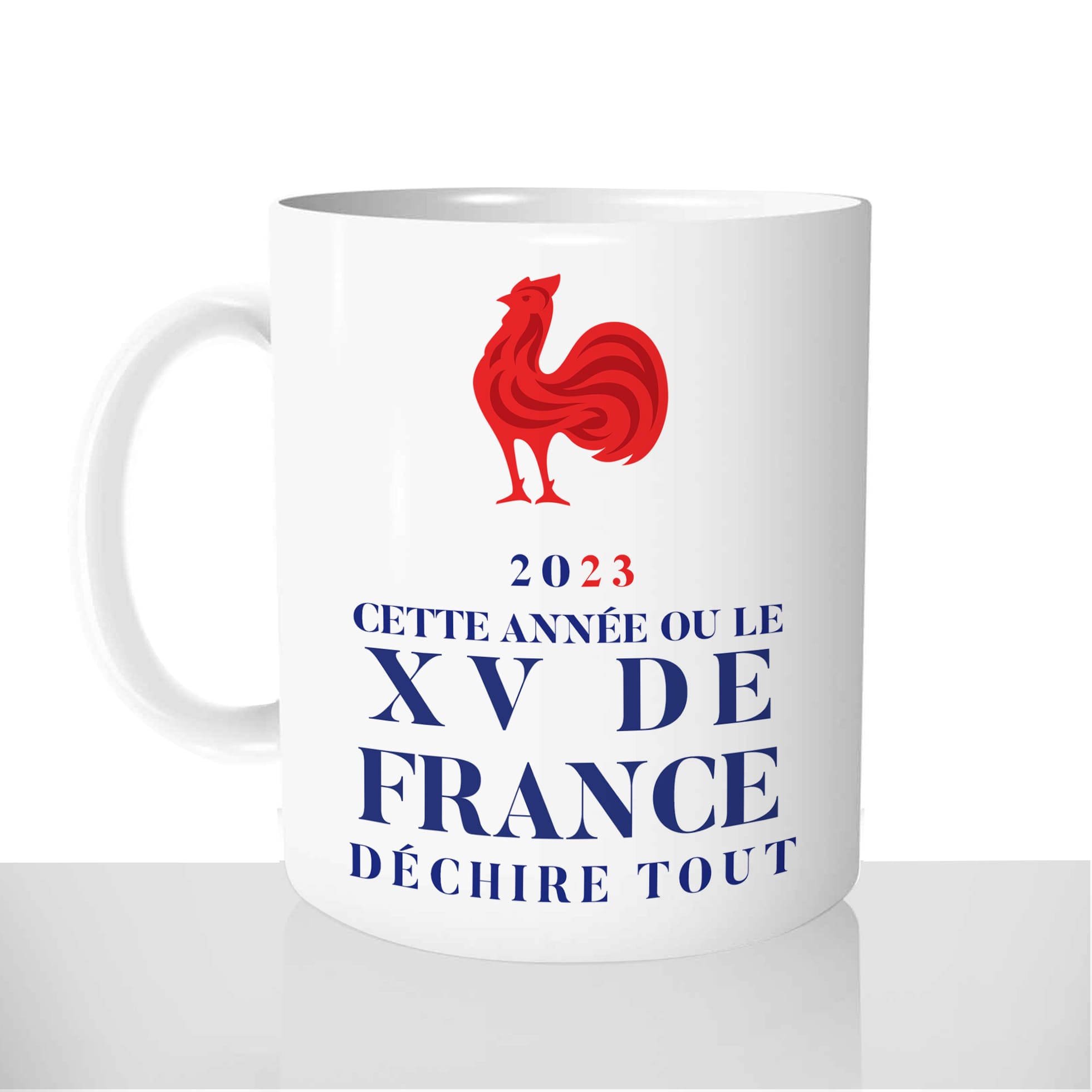 mug-blanc-tasse-rugby-coupe-du-monde-2023-xv-de-france-déchire-tout-forts-dupont-ntamak-jaminet-francais-pro-d-2-grand-chelem-match-coq