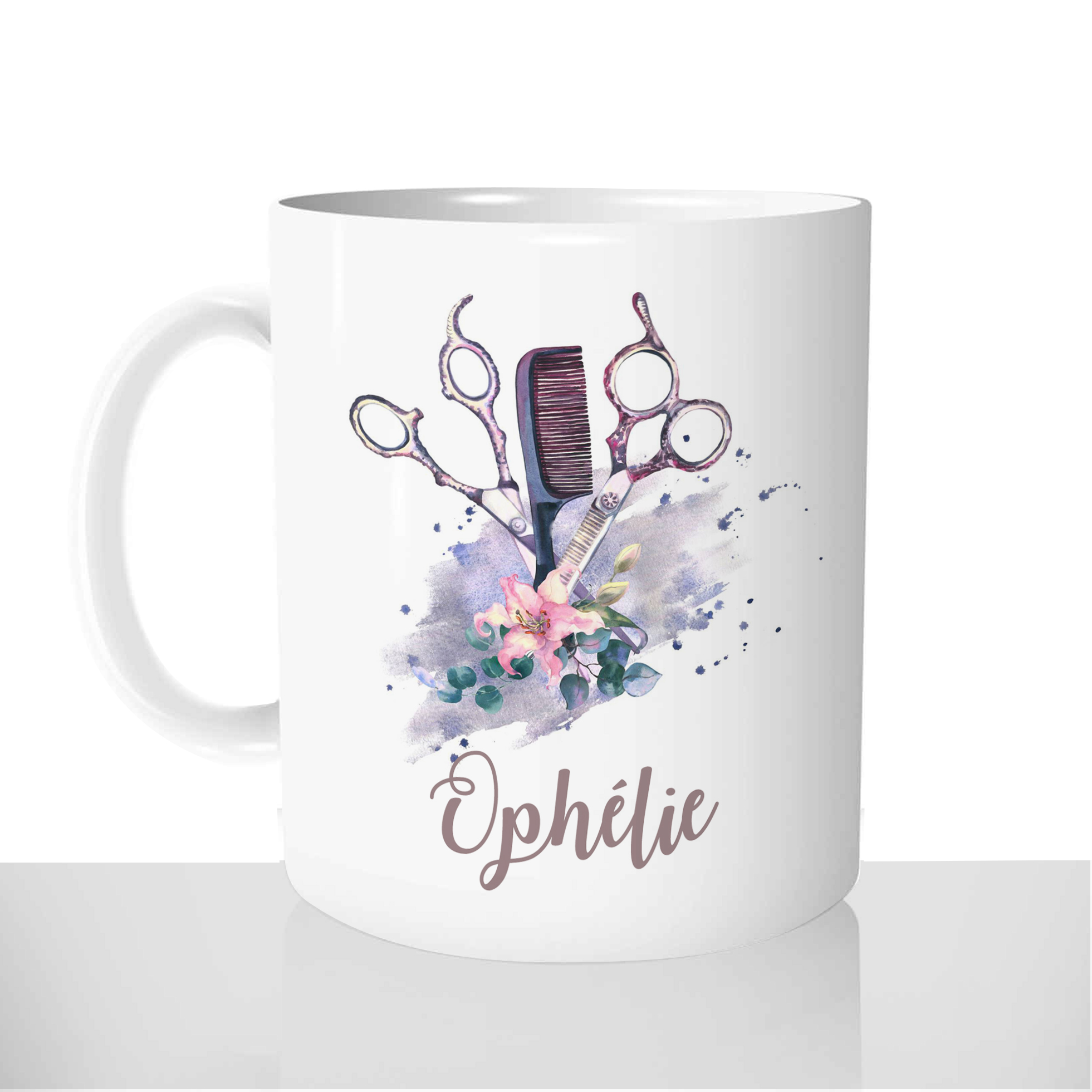 mug-blanc-tasse-céramique-coiffeuse-salon-de-coiffure-bts-cap-fleurs-peigne-ciseaux-de-coiffeur-prénom-personnalisable-ecole-cadeau