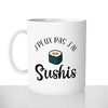 mug classique en céramique 11oz personnalisé personnalisation photo gourmand je peux pas j'ai sushis chou offrir cadeau