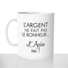 mug-tasse-blanc-personnalisé-l'argent-fait-pas-bonheur-apéro-apéritif-france-vin-humour-idée-cadeau-original