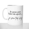 mug - blanc-brillant-personnalisé-pas-cher-regime-sport-sportif-sexy-dispense-sportive-femme-collegue-fun-idée-cadeau-original